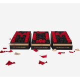 Set of 3 Square Black Boxes | Black & Red Roses | MOM